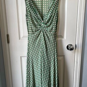 Max Studio Green and Off-White Maxi Sundress